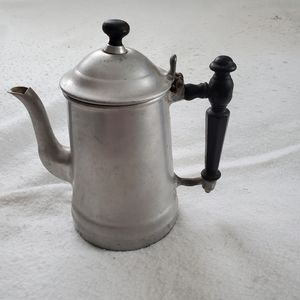 Aluminum Vtg Coffee Pot With Wood Handle